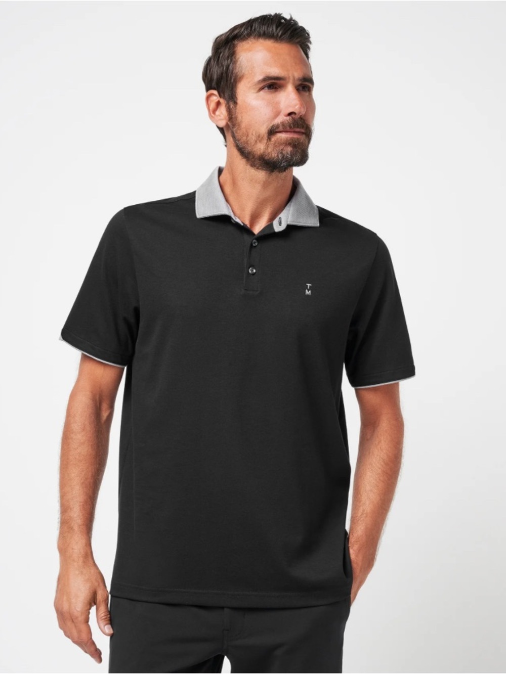 Travis Mathew Men's White Short-Sleeve Polo Subtle Stripe Polo Golf Shirt - L